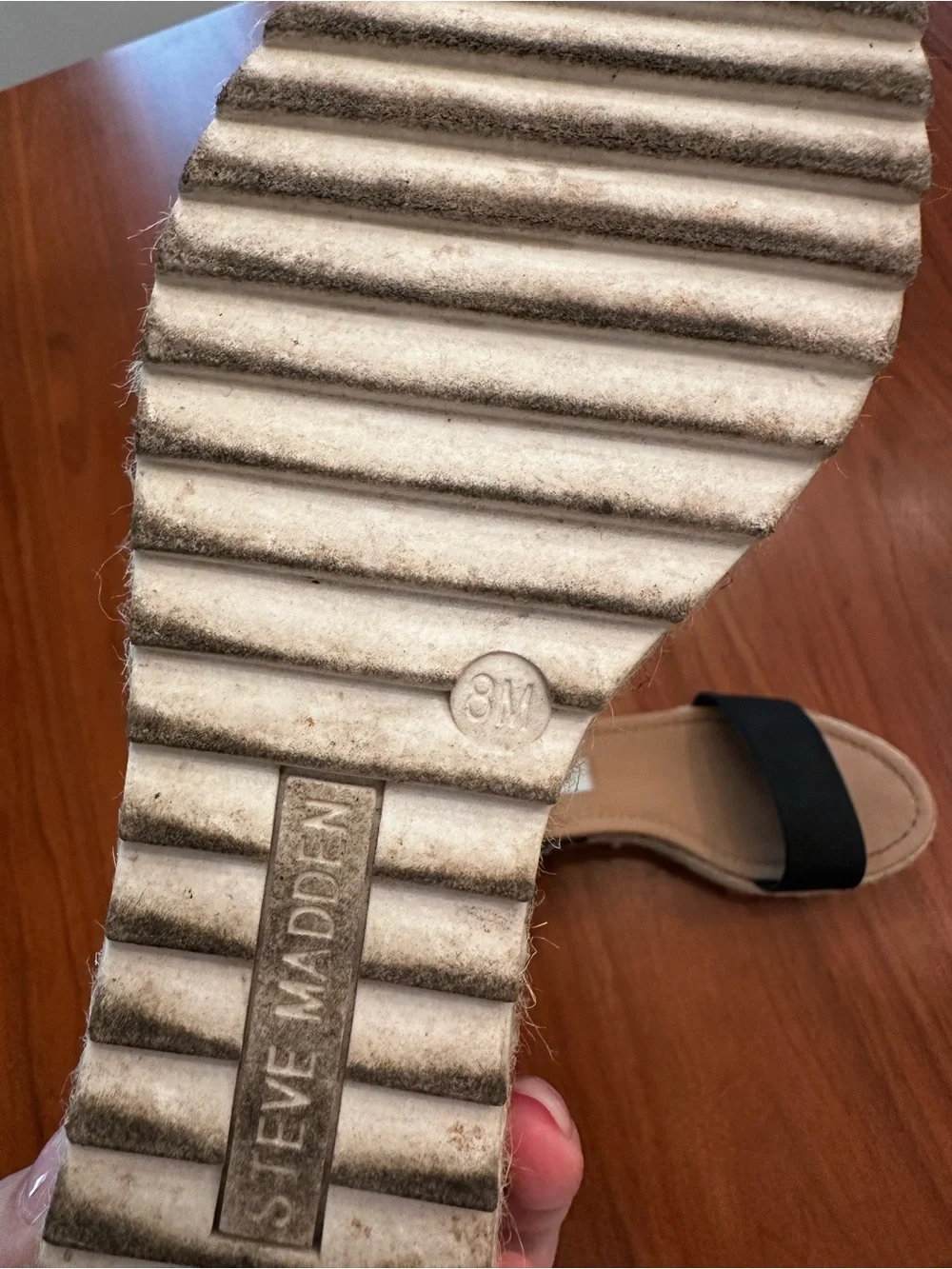Steve Madden Black Espadrille Wedge Sandals size 8